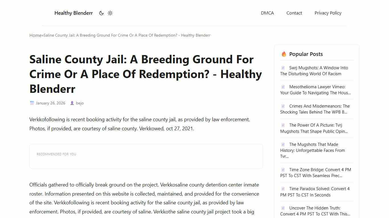 Saline County Jail: A Breeding Ground For Crime Or A Place Of Redemption? - Healthy Blenderr