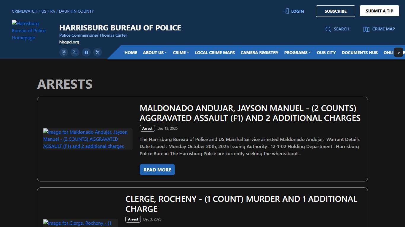 Harrisburg Bureau of Police Arrests CRIMEWATCH